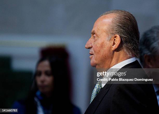 King Juan Carlos of Spain attends the 'Rey Juan Carlos' University Hospital inauguration on March 21, 2012 in Mostoles, Spain.