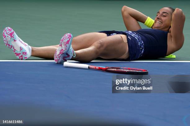 Caroline Garcia of France celebrates after defeating Petra Kvitova of the Czech Republic in their Women's Singles Final match on day nine of the...