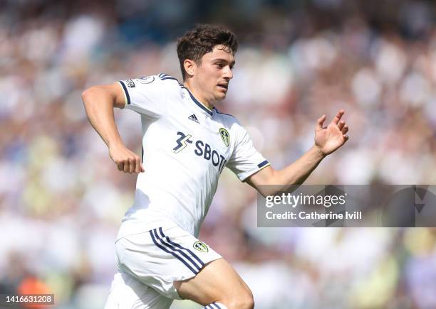 Dan James of Leeds United during the Premier League match between Leeds United and Chelsea FC at Elland Road on August 21, 2022 in Leeds, England.