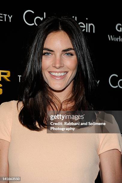 Hilary Rhoda attends the Cinema Society & Calvin Klein Collection screening of "The Hunger Games" at SVA Theatre on March 20, 2012 in New York City.