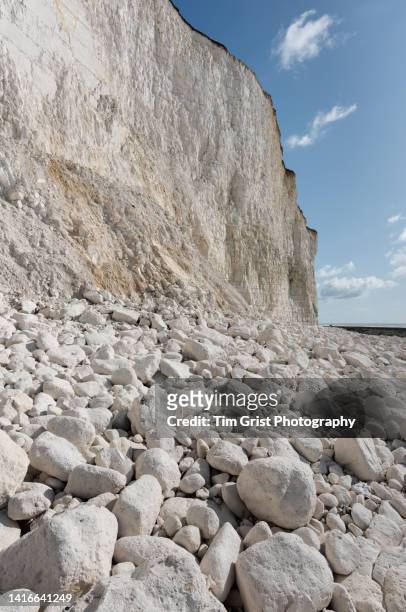 rock fall debris near beachy head, east sussex, uk - seven sisters cliffs 個照片及圖片檔