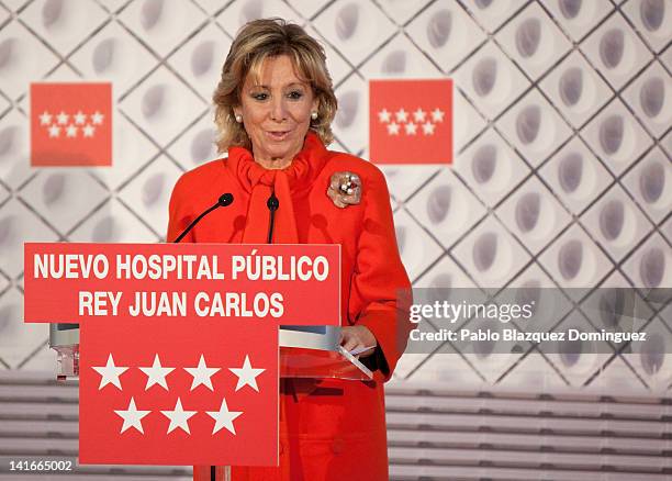 President of Madrid Esperanza Aguirre attends the 'Rey Juan Carlos' University Hospital inauguration on March 21, 2012 in Mostoles, Spain.