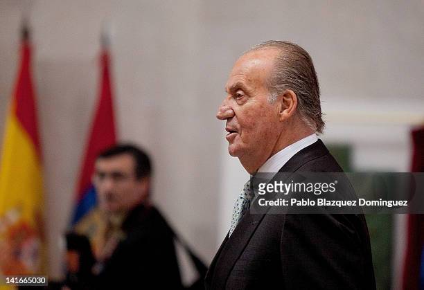 King Juan Carlos of Spain attends the 'Rey Juan Carlos' University Hospital inauguration on March 21, 2012 in Mostoles, Spain.