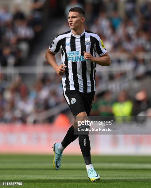 Sven Botman of Newcastle United in action during the Premier League match between Newcastle United and Manchester City at St. James Park on August...