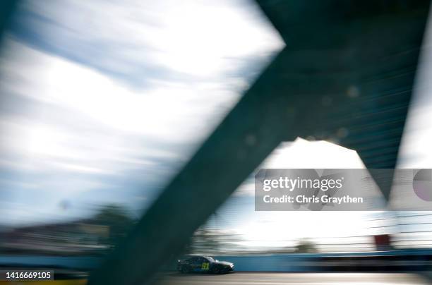 Kimi Raikkonen, driver of the Recogni Chevrolet, drives during the NASCAR Cup Series Go Bowling at The Glen at Watkins Glen International on August...