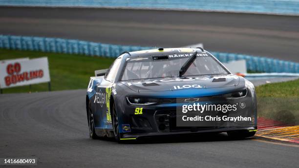 Kimi Raikkonen, driver of the Recogni Chevrolet, drives during the NASCAR Cup Series Go Bowling at The Glen at Watkins Glen International on August...