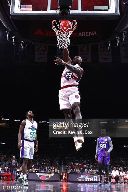 Jason Richardson of Tri-State dunks during the BIG3 Championship at State Farm Arena on August 21, 2022 in Atlanta, Georgia.