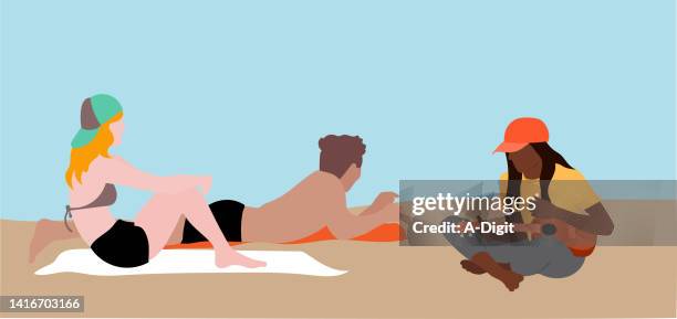 youthhanginatthebeach - los angeles beach stock illustrations