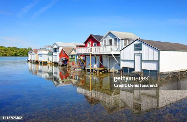 canandaigua lake in new york - boathouse stock pictures, royalty-free photos & images