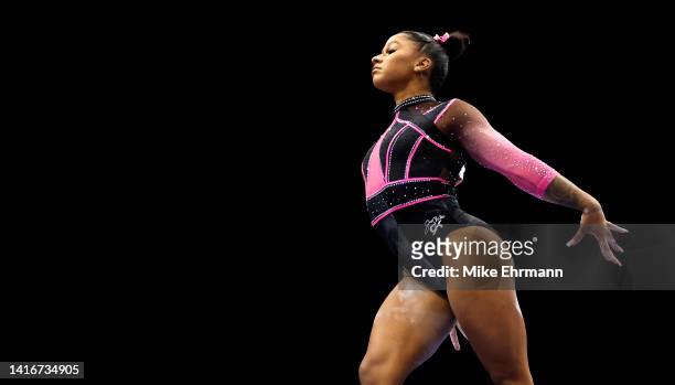 Jordan Chiles competes in the balance beam during the 2022 US Gymnastics Championships at Amalie Arena on August 21, 2022 in Tampa, Florida.