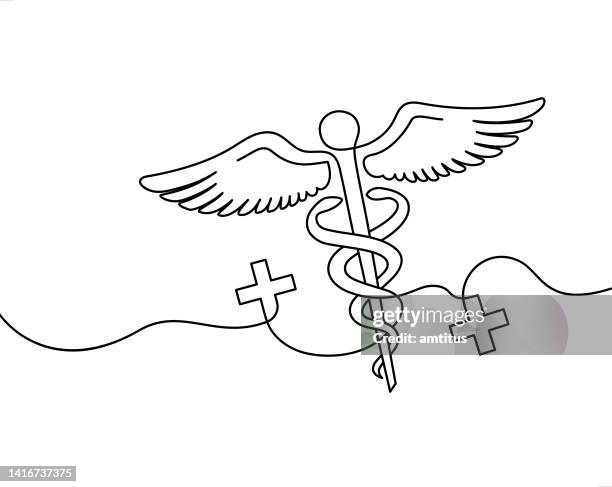 ilustraciones, imágenes clip art, dibujos animados e iconos de stock de arte caduceo - herbal logo