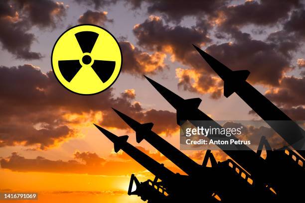 weapons of mass destruction. missile system with nuclear warheads - cold war stock pictures, royalty-free photos & images