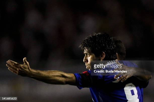 Juninho Pernanbucano of Vasco da Gama celebrates a scored goal againist Libertad during a match between Vasco da Gama and Libertad as part of...