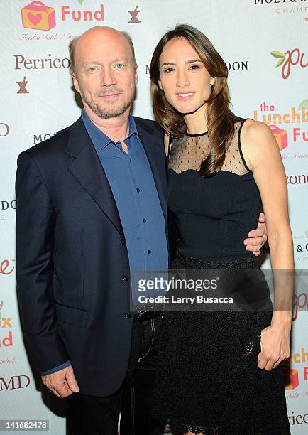 Paul Haggis and Zani Gugelman attend the 2012 Lunchbox Fund Bookfair auction at Del Posto on March 21, 2012 in New York City.
