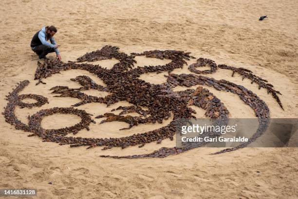 Wales based Land Art artist Jon Foreman looks at five meter diameter symbol of the House Targaryen he created using stones together with artist James...