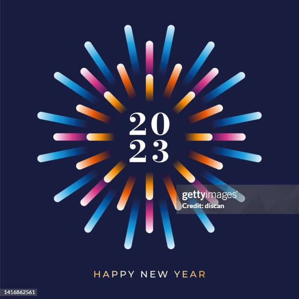 ilustraciones, imágenes clip art, dibujos animados e iconos de stock de 2023 - fondo de feliz año nuevo con fuegos artificiales. - awards night