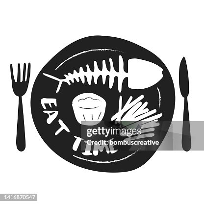 Kitchen Tool, Eat Time, Black and White Icon Design Kitchen Tool, Eat Time, Black and White Icon Design