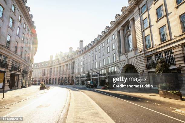 london regent street at sunrise - regent street stock pictures, royalty-free photos & images