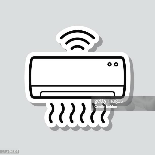 smart air conditioner. icon sticker on gray background - electric fan paper stock illustrations