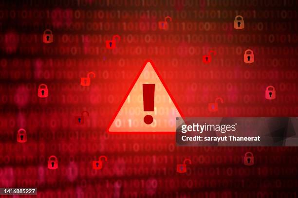 caution sign data unlocking hackers - warning signs stock-fotos und bilder