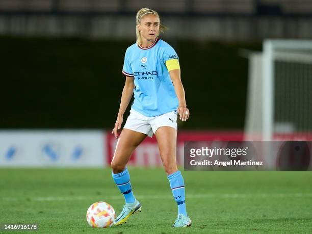Steph Houghton of Manchester City in action during the UEFA Women's Champions League match between Manchester City and Real Madrid at Estadio Alfredo...