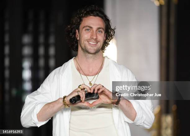 Aaron Taylor-Johnson attends the 'Bullet Train' promotion event at Koyasan Tokyo Betsu-In Temple on August 22, 2022 in Tokyo, Japan.