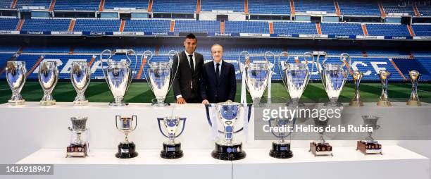 Carlos Casemiro and Florenito Pérez at Real Madrid Tribute and Farewell to Carlos Casemiro Estadio Santiago Bernabeu on August 22, 2022 in Madrid,...