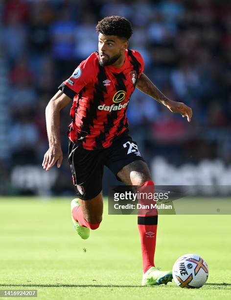 Philip Billing of AFC Bournemouth makes a break during the Premier League match between AFC Bournemouth and Arsenal FC at Vitality Stadium on August...