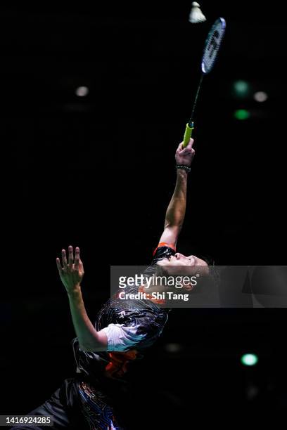 Ng Ka Long Angus of Hong Kong competes in the Men's Singles First Round match against Heo Kwang Hee of Korea on day one of the BWF World...