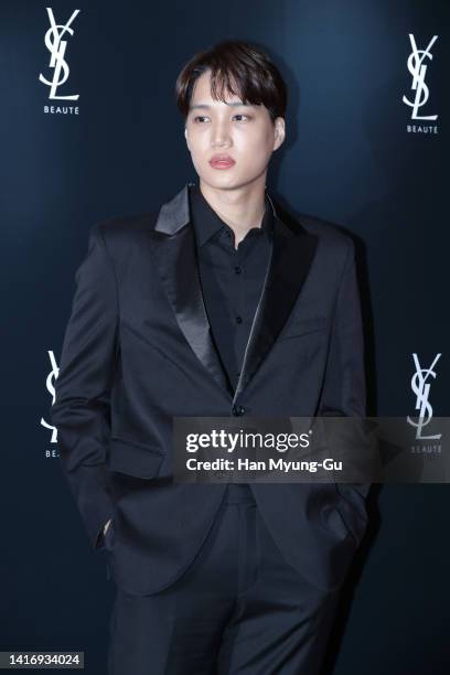 Kai of boy band EXO attends the 'YSL Beauty Zone' Pop-up store open photocall on August 22, 2022 in Seoul, South Korea.