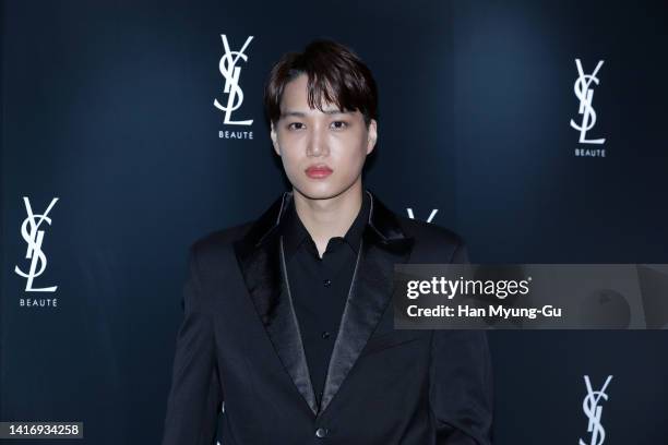 Kai of boy band EXO attends the 'YSL Beauty Zone' Pop-up store open photocall on August 22, 2022 in Seoul, South Korea.