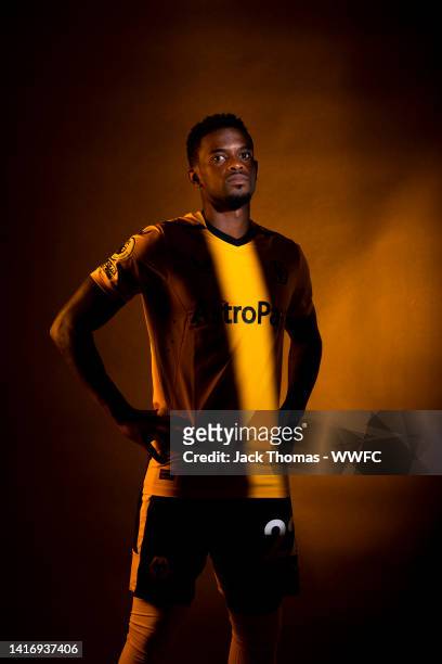 Nelson Semedo of Wolverhampton Wanderers poses for a portrait during the Wolverhampton Wanderers Media Access Day at Molineux on August 03, 2022 in...