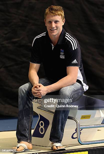 Matson Lawson of Australia poses during day eight of the Australian Olympic Swimming Trials at the South Australian Aquatic & Leisure Centre on March...