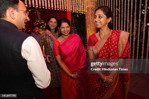 Minister of State for Road Transport and Highways, Congress MP Priya Dutt, DMK MP Kanimozhi and NCP MP Supriya Sule attending Hamdullah Sayeed-Aamna...