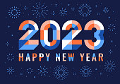 Modern, geometric, new year card 2023