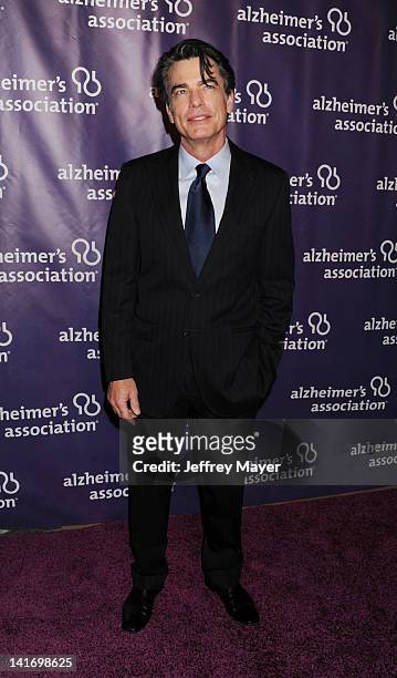 Peter Gallagher arrives at the 20th Anniversary Alzheimer's Association 'A Night At Sardi's at The Beverly Hilton Hotel on March 21, 2012 in Beverly...
