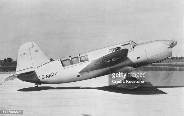 The Curtiss XSO3C-1 Seamew Prototype single-engined fixed undercarriage reconnaissance observation aircraft and later modified as a floatplane, on...