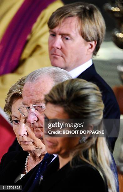 Queen Paola of Belgium, King Albert II of Belgium, Princess Maxima of the Netherlands and Dutch Crown Prince Willem-Alexander attend on March 22,...