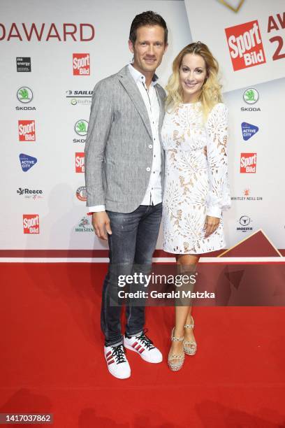 Andrea Kaiser and guest attend the SPORT BILD Awards at Hamburger Fischauktionshalle on August 22, 2022 in Hamburg, Germany.