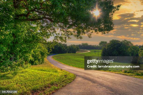 twist and turns of country roads - missouri landscape stock pictures, royalty-free photos & images