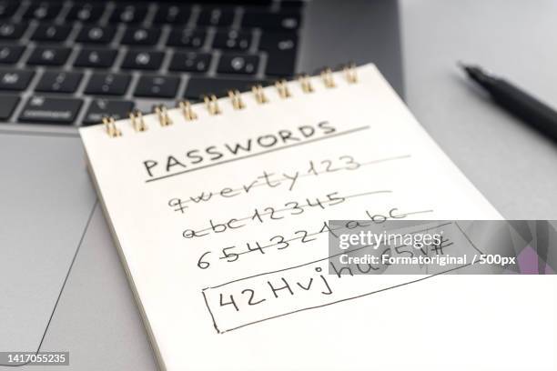 close-up of text on paper - password strength stock pictures, royalty-free photos & images