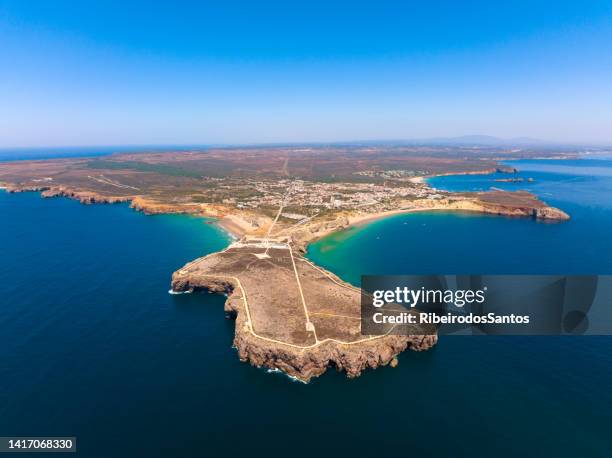 sagres point and fortress, south view - sagres imagens e fotografias de stock