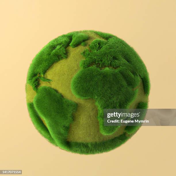 green earth covered with grass and moss - earth climate stock pictures, royalty-free photos & images