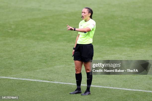 The match referee in action during the Barclays FA Women's Championship match between Birmingham City and Lewes at St Andrew's Trillion Trophy...