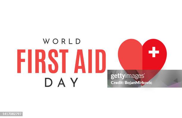 world first aid day card. vector - first aid kit stock illustrations