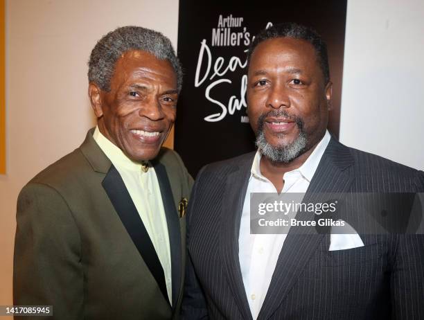 Andre De Shields and Wendell Pierce pose at a photo call for the revival of Arthur Miller's "Death of a Salesman" on Broadway which is rehearsing at...
