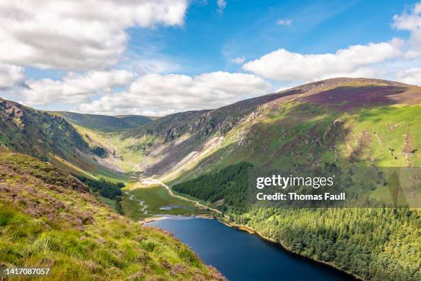 glendalough upper lake in the wicklow mountains - killarney lake stock pictures, royalty-free photos & images