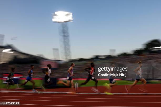 Athletes compete during the Athletics - Men's 10,000m Final on day 11 of the European Championships Munich 2022 at Olympiapark on August 21, 2022 in...