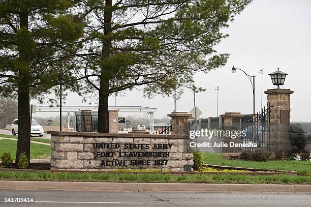 Cars arrive at the main entrance to the U.S. Army's Fort Leavenworth March 22, 2012 in Leavenworth, Kansas. Army Staff Sgt. Robert Bales, accused of...