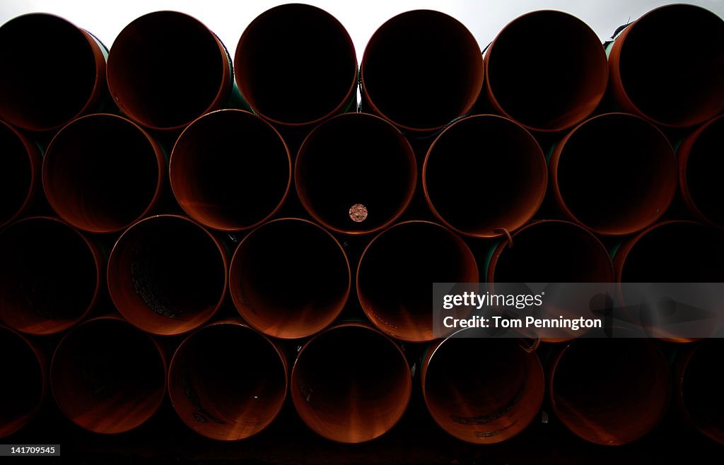 President Obama Speaks At Southern Site Of The Keystone Oil Pipeline